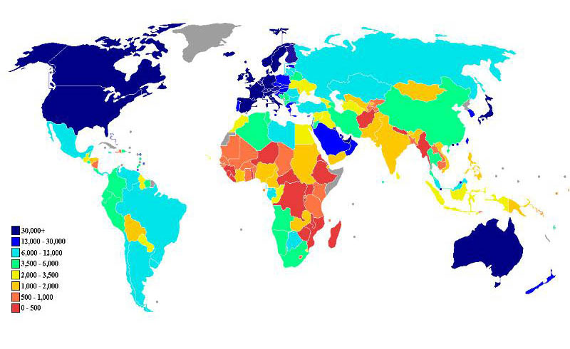 ВВП на душу населения карта
